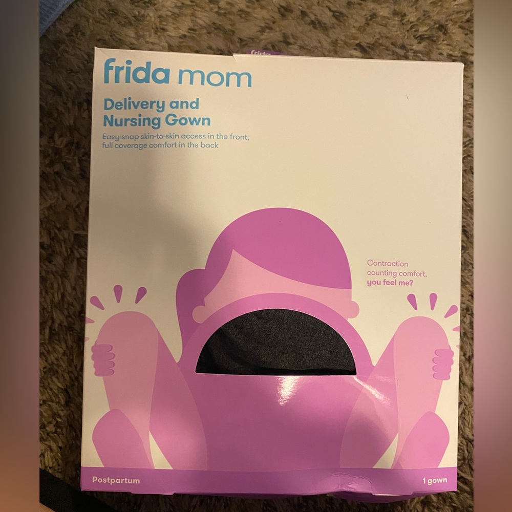 Frida Mom Delivery and Nursing Gown - Pink and Black